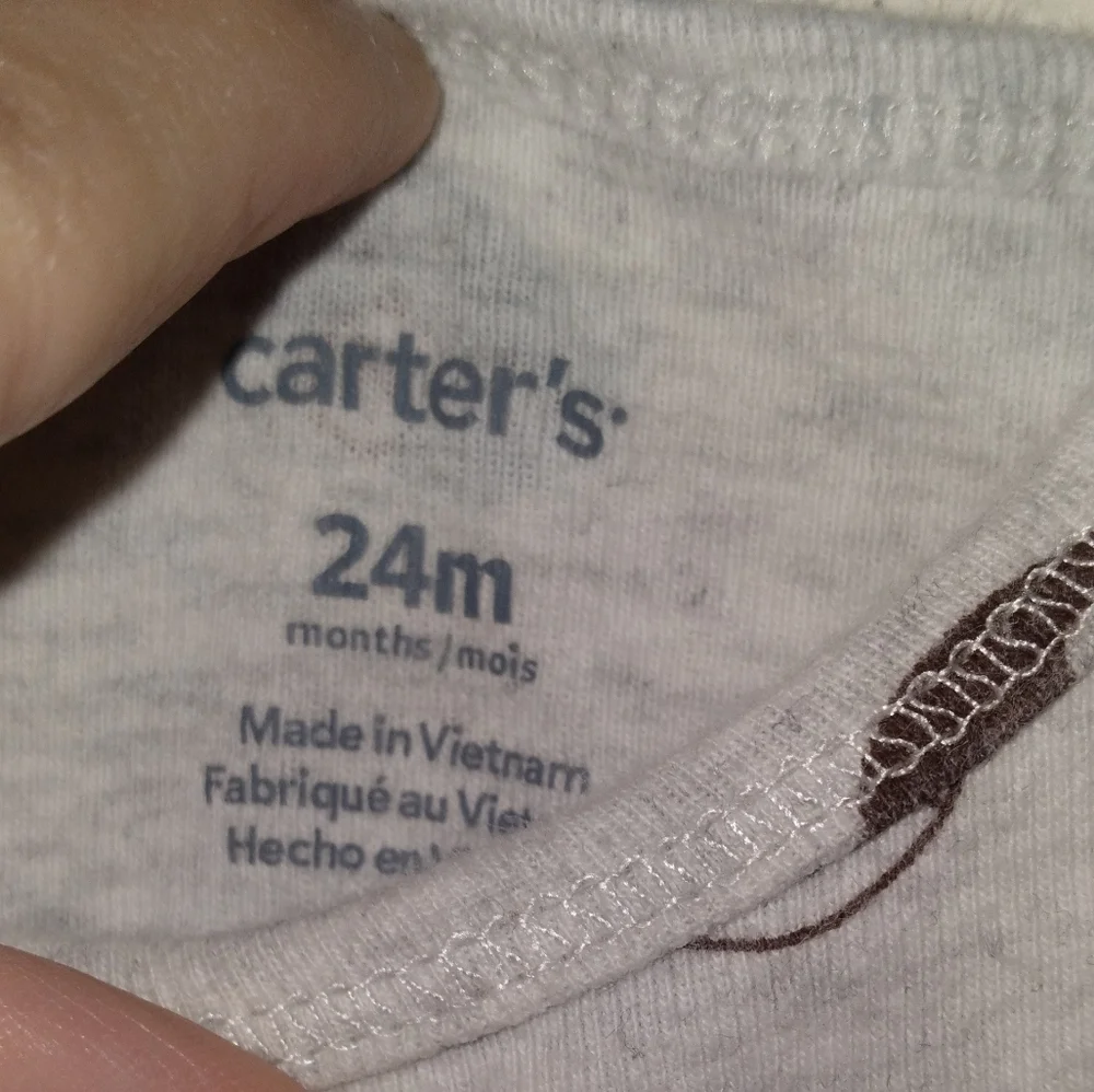 Carter's animals long sleeve grey onsie 24 months - Picture 3 of 5